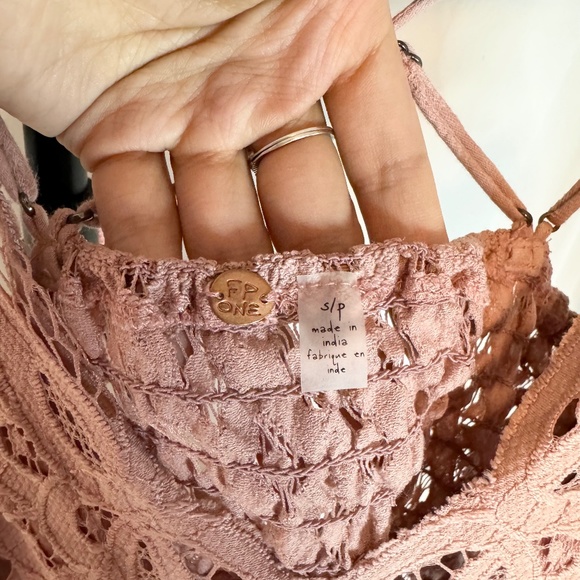 NWOT- Free People FP One "Adella" Burnout Slip Mini Dress Crochet Beach Lace - Picture 6 of 7